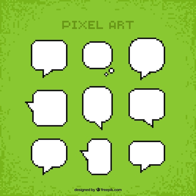 Free Vector | Pixelated speech bubbles collection in white color