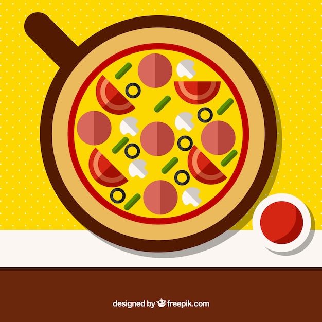 Pizza background in flat design