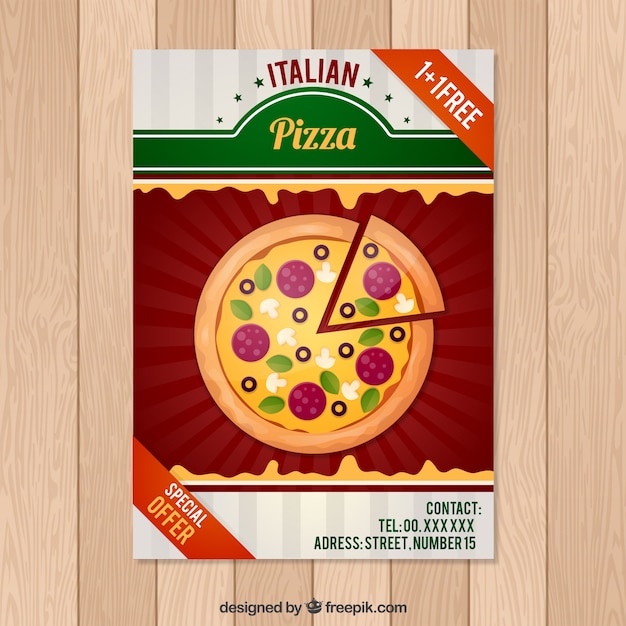 Pizza brochure in flat design