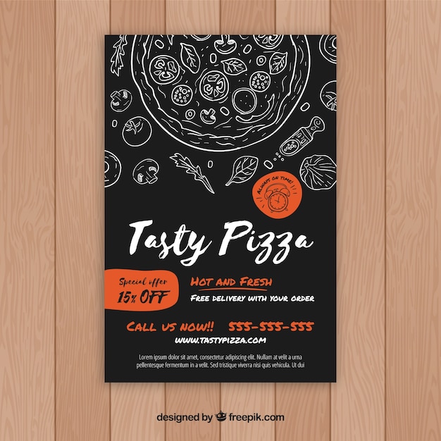 Pizza brochure with drawings