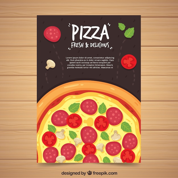 Pizza brochure with salami