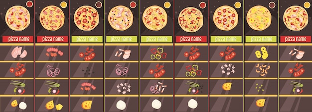 Free Vector | Pizza cartoon style menu template