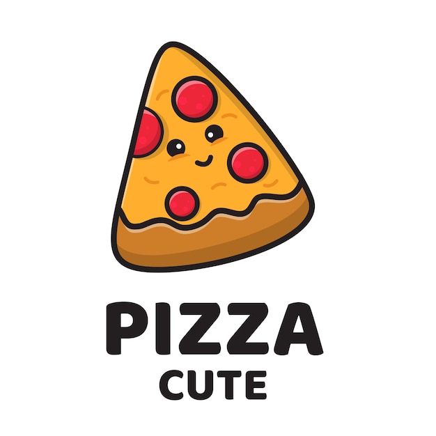 ピザかわいいロゴ プレミアムベクター