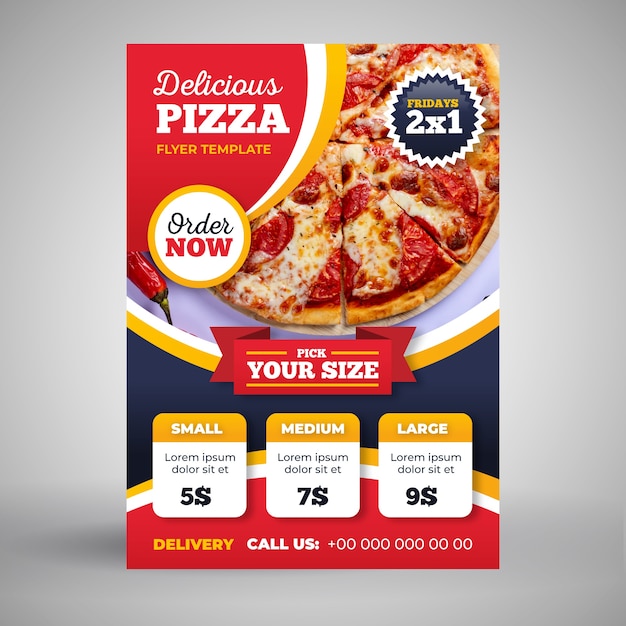 Free Vector Pizza Delivery Flyer Template With Photo