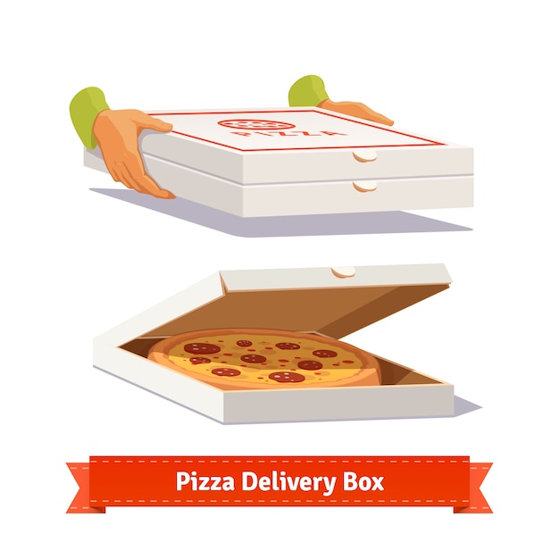 Free Vector Pizza Delivery Handing A Pizza Boxes