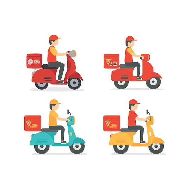 Download Free Pizza Delivery Man Riding Scooter Illustration Premium Vector Use our free logo maker to create a logo and build your brand. Put your logo on business cards, promotional products, or your website for brand visibility.