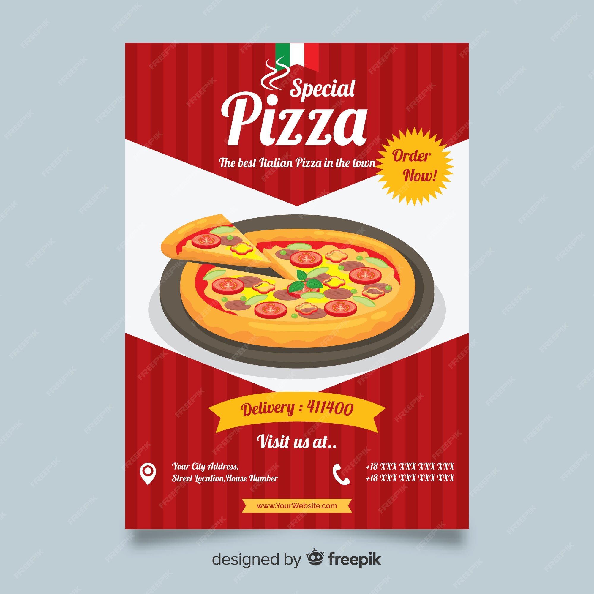 Free Vector | Pizza flyer template