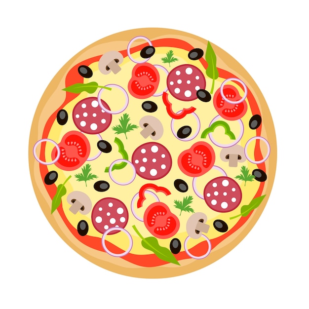 Premium Vector | Pizza from top view