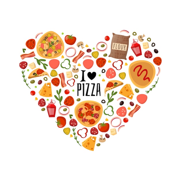 Premium Vector Pizza Heart Composition