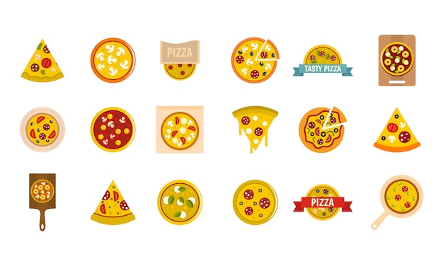 Premium Vector | Pizza icon set. flat set of pizza vector icons ...