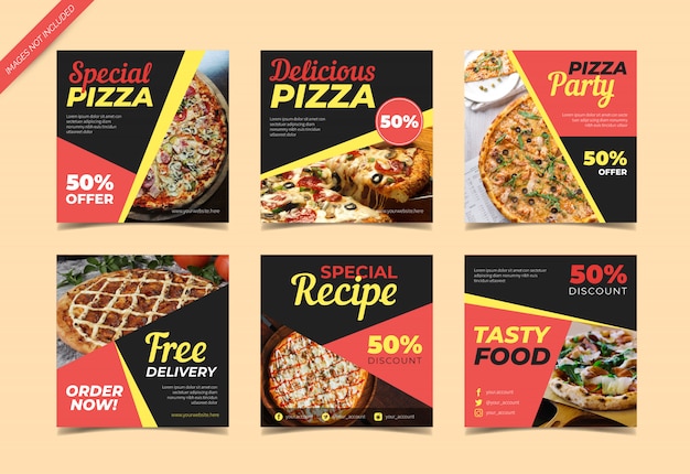 Premium Vector | Pizza instagram post collection