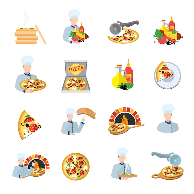 Download Pizza maker icon set | Free Vector