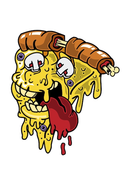 Premium Vector | Pizza monster illustration in hand drawn