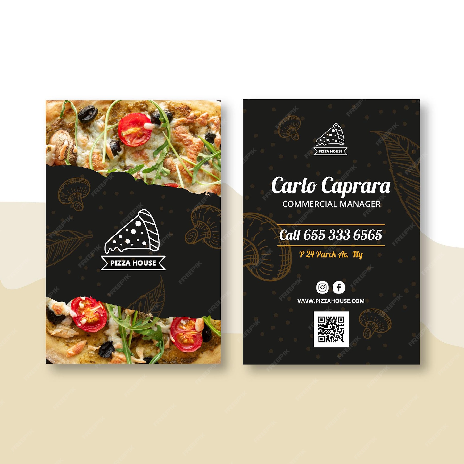 Premium Vector | Pizza restaurant double-sided business card