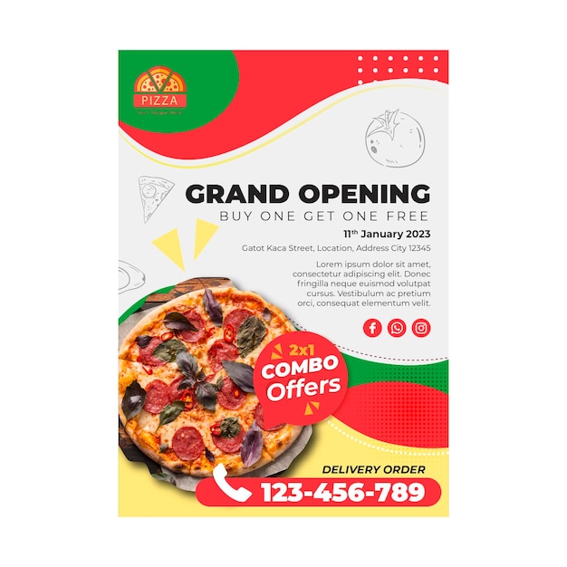 Free Vector Pizza Restaurant Flyer Template