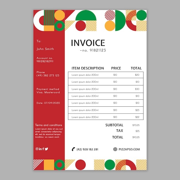 example pizza business invoice process model