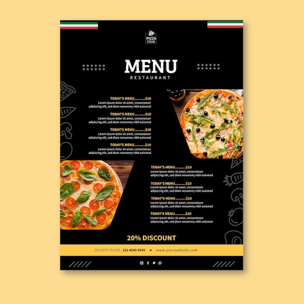 Free Vector | Pizza restaurant menu template