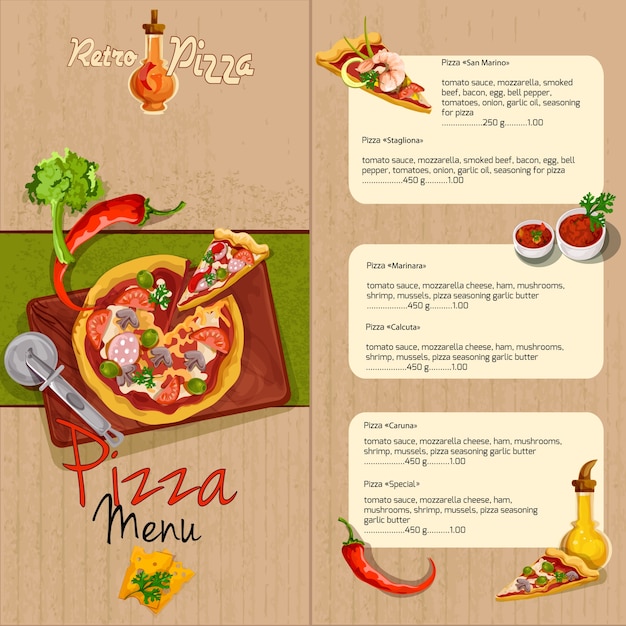 Pizza restaurant menu