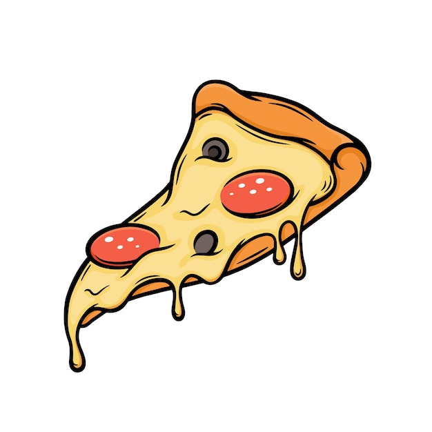 Premium Vector | Pizza Slice With Melted Cheese Outline Doodle Hand