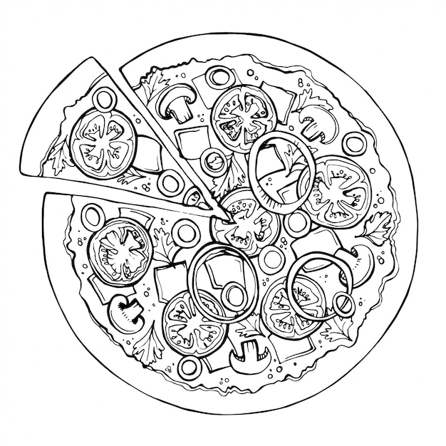 Premium Vector | Pizza vector sketch. fast food