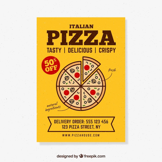 Pizza yellow discount brochure | Free Vector