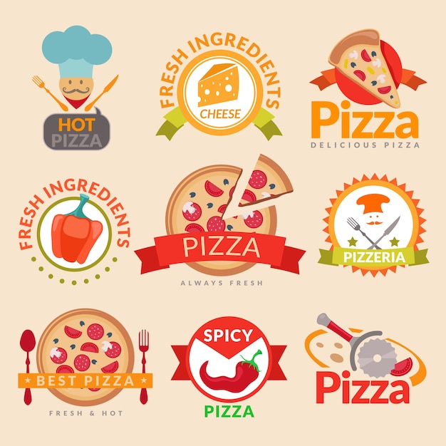 Pizzeria labels set