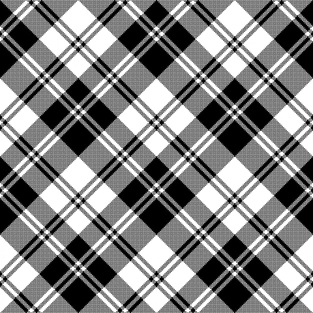 Plaid black white tartan classic seamless pattern | Premium Vector