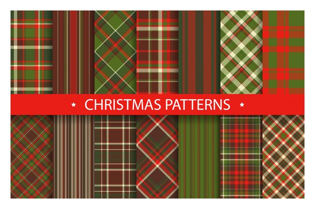 Premium Vector | Plaid pattern seamless ornate set