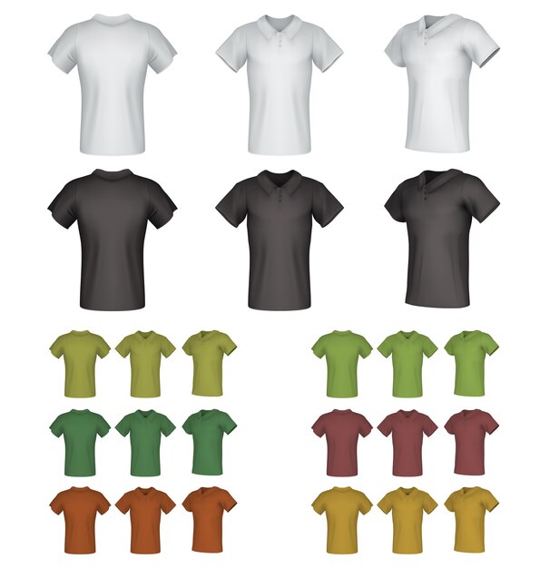 Download Plain male polo shirt template set. | Premium Vector