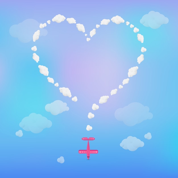 Download Plane drawing heart in sky Vector | Free Download