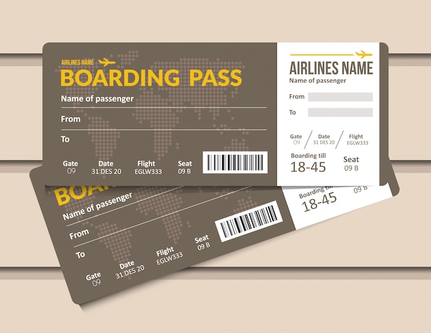 Premium Vector | Plane ticket. airline boarding pass template. airport