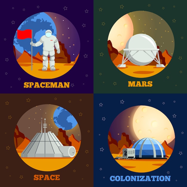 Free Vector Planet Colonization Banner Collection