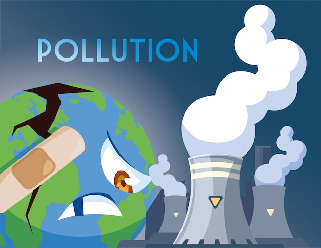 Premium Vector | Planet earth sick from pollution