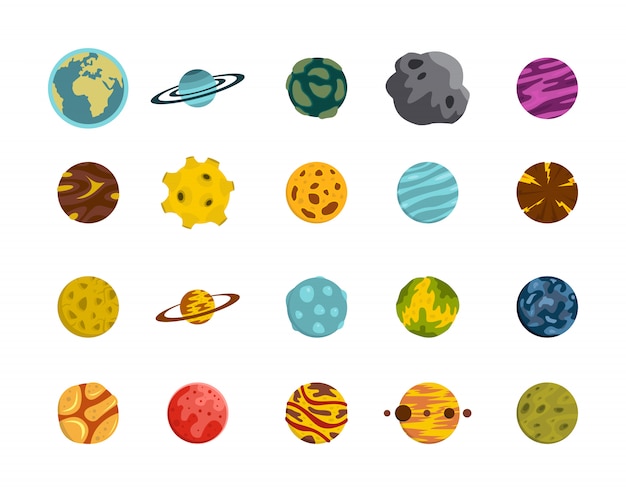 earth planet space flat icons