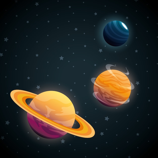 Premium Vector | Planets of the solar system scene