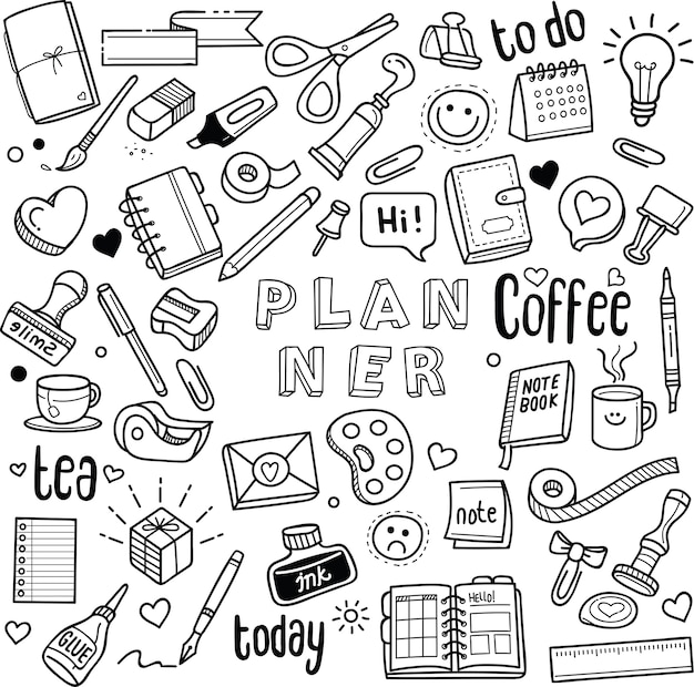 Premium Vector Planner and journal doodles