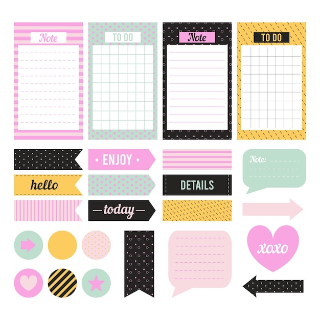 Premium Vector | Planner scrapbook set