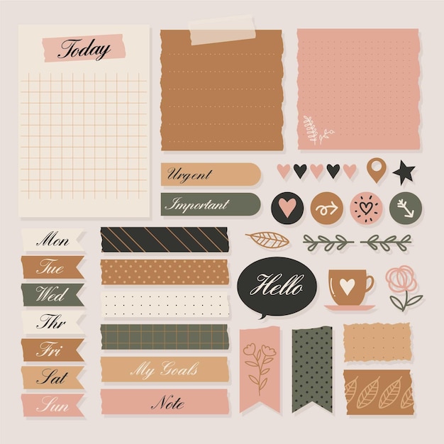 Premium Vector | Planner scrapbook set