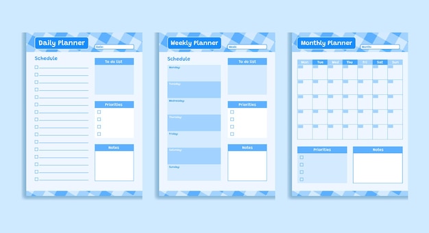 Premium Vector | Planner Template With Blue Color.