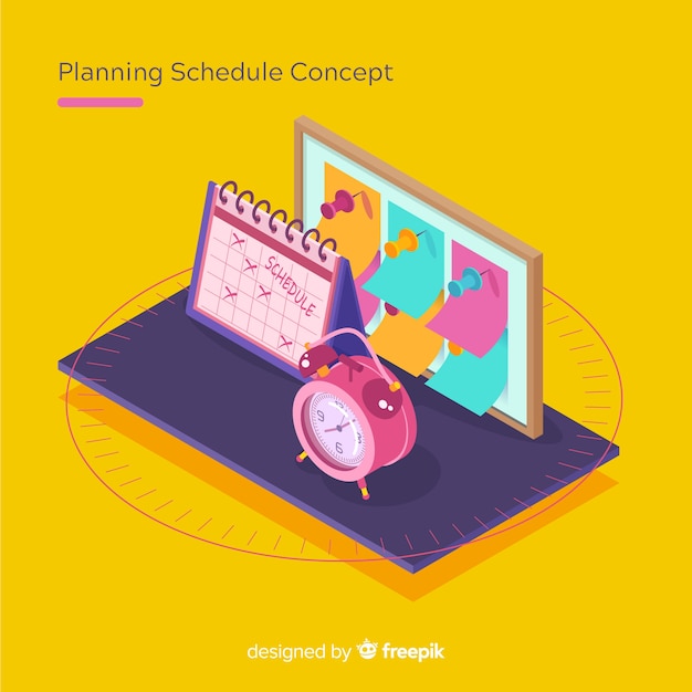 Planning schedule concept with isometric perspective Free Vector