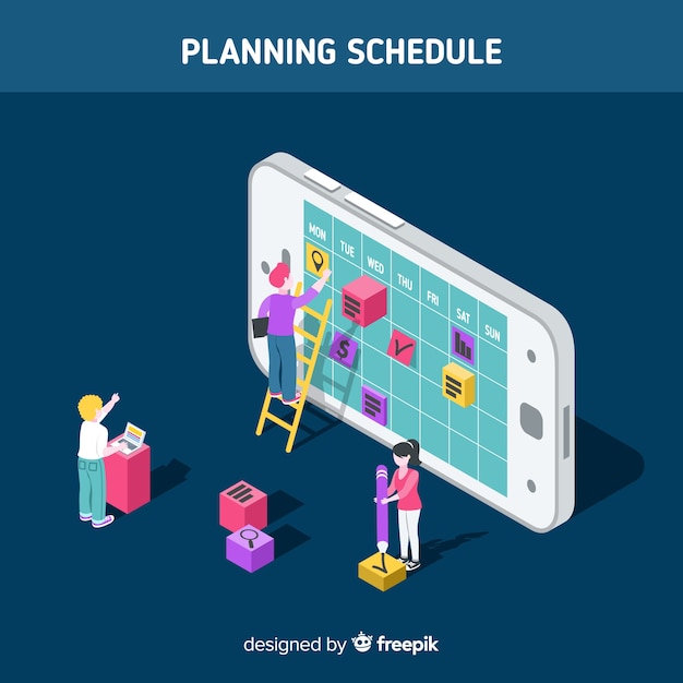 Planning schedule concept with isometric perspective Free Vector
