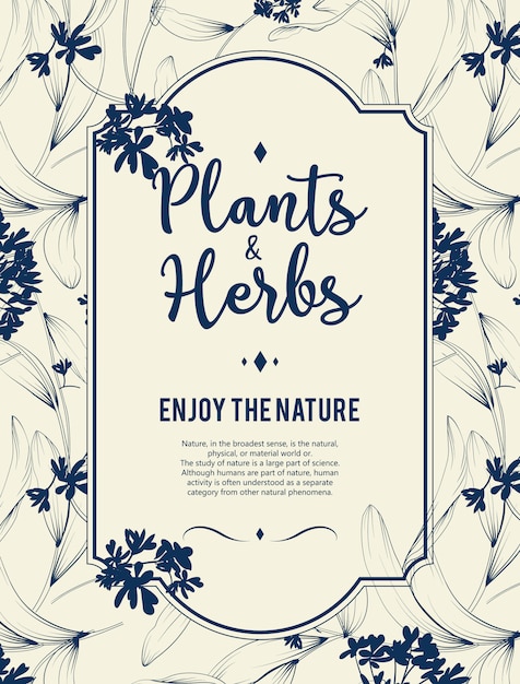 Plants and herbs background. element for design or invitation card Free Vector