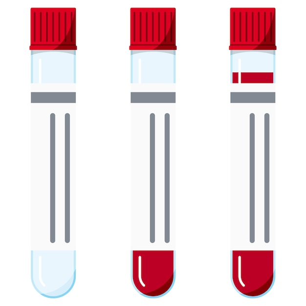 Premium Vector | Plastic blood test tubes with cap icon set with and ...