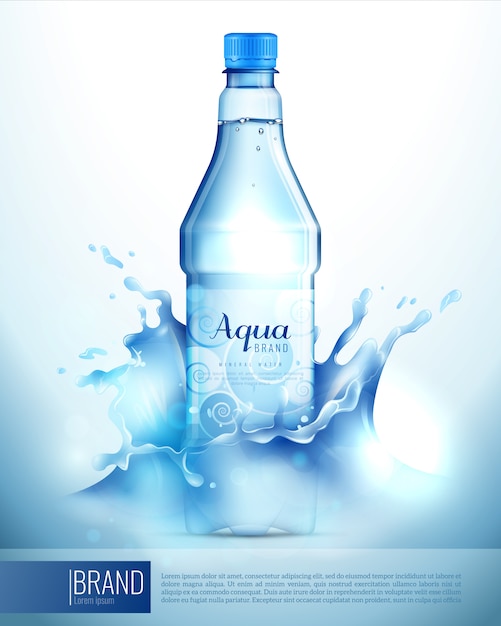 Plastic bottle in splashes poster | Free Vector