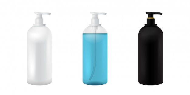 Download Plastic cosmetic bottle. isolated black, white and ...