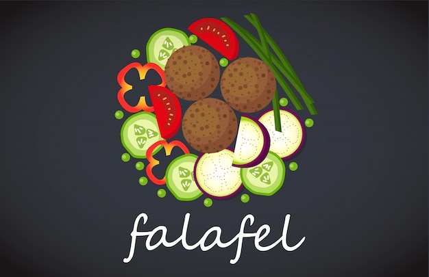 Plate of falafel top view. Premium Vector