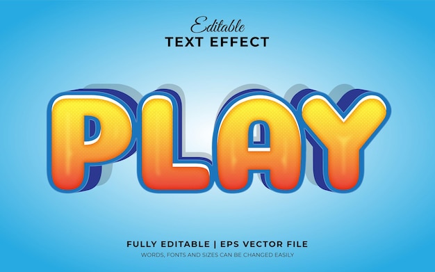 Premium Vector | Play 3d editable text effect with colorful style