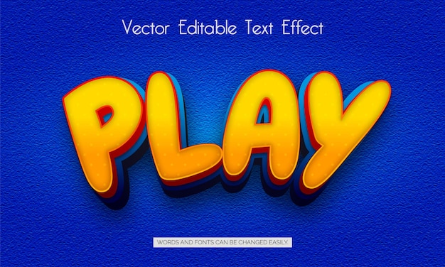 Premium Vector | Play 3d editable text style effect