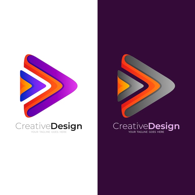 Premium Vector | Play Logo With Colorful Design Technology