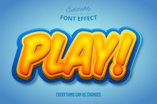 Premium Vector | Play text, 3d orange and blue editable font effect